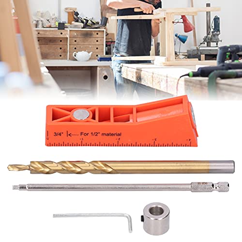 Hilitand Pocket Hole Jig Kit, Spliceable Pocket Hole Jig Kit, 2 in 1 Pocket Hole Jig Kit, Including One Hole Jig, Step Drill Bit, Hex Wrench, Jigs, Hilitandohmyix4p38