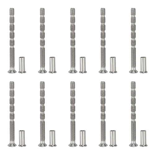 PATIKIL Cabinet Handle Screws M5 x 60mm, 10 Set Break Away Screws Drawer Pull Phillips Drive Flat Countersunk Head Bolts with Sleeve for Door Handle Lever - size: M5 x 60mm