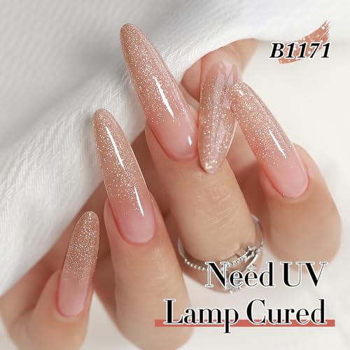 Double Rhythm 0.5Oz Glitter Gel Polish Shimmer Reflective Color for Nail Art Salon DIY Soak Off 15ml Nail Lamp Gel Polish at Home (Nude Pink-B1171) - color: Blossom Nude Pink