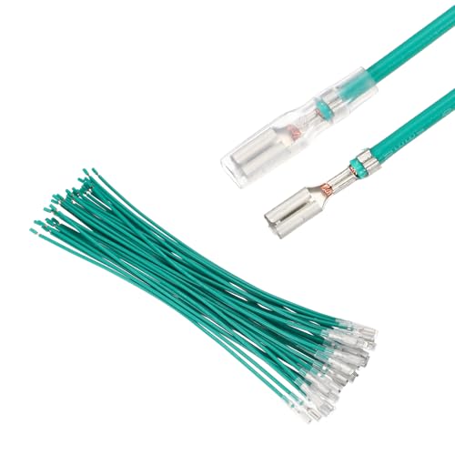 MECCANIXITY 30Pcs 2.8mm Female Spade Crimp Terminal with 20cm Wires - color: Green, size: 2.8mm, 20cm L