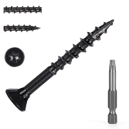 Wood Screws #8 x 1-1/2’’, T25 Star Torx Drive Flat Head Deck Screws, Black, 165Pcs (1lb) - color: Black, size: 8X1-1/2’’