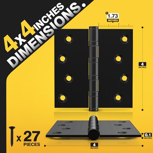 KOLET Ball Bearing Door Hinges, 4 x 4 Inches, Matte Black, 3 Pack - color: Black, size: 3 Pack