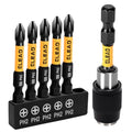 6-Piece Phillips Bit #2 Impact, 2 Inch Magnetic Phillips Head Drill & Screwdriver Bit with Magnetic Bit Holder, S2 Steel, 1/4" Hex Shank, PH2 for Impact Driver, Professional & DIY Use - size: 6-Piece