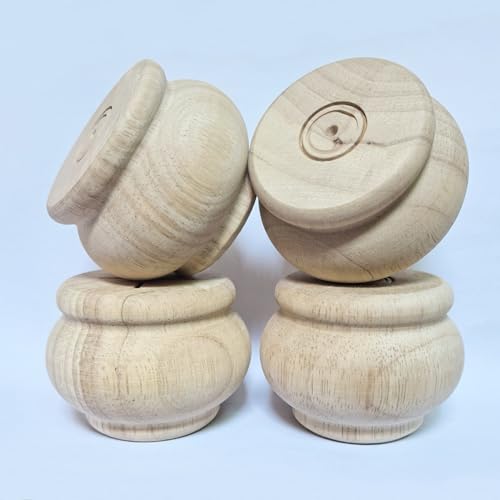 2 Inch Wooden Furniture Legs Unfinished Wood Bun feet, Wood Sofa Replacement Legs for Armchair Cabinet Chair Dresser Home DIY Projects Set of 4 (2 Inch) - size: 2 Inch