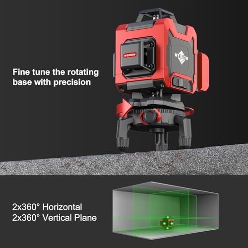 WEIDDW Laser Level 360° Green Cross Line Self Leveling Laser Measuring Tool