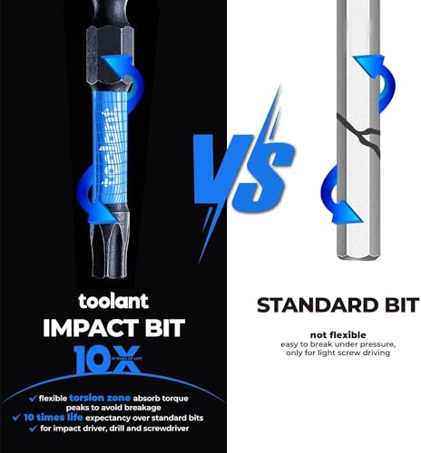 toolant 10PCS T20 2" Impact Torx Bits S2 Steel Security Torx - size: T20(2"*10pcs)
