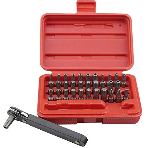 K403 Comprehensive Torx Bit Set with Mini Ratchet Wrench, 1/4-Inch Drive, 34-Piece - size: Comprehensive Torx