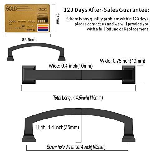 Amerdeco 10 Pack Matte Black 4Inch(102mm) Hole Centers Kitchen Cabinet Pulls Cabinet Hardware Kitchen Handles for Cabinets Cupboard Handles Drawer Pulls ZH0009MB - color: Matte Black, size: 4" hole center