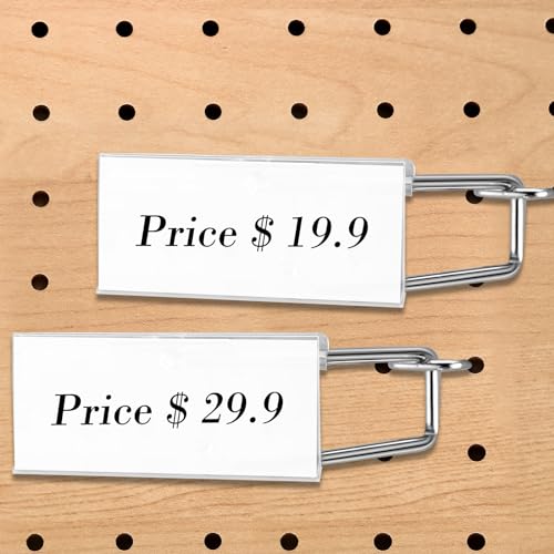 Thyle 50 Pcs Metal Scan Hook with Label Holder for 1/8" to 1/4" Pegboard, Peg Board Hooks with Price Tag, Pegboard Wall Accessories, Metal Hooks for Home Garage Retail Display Supplies (4 Inch) - size: 4 Inch