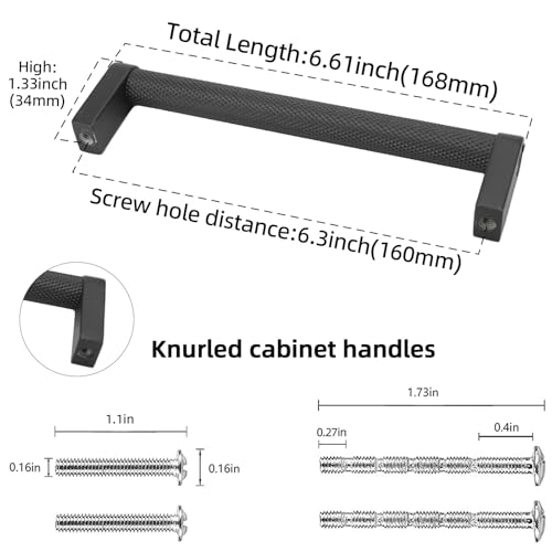 10 Pack 6-1/4 inch Matte Black Kitchen Cabinet Handles Cabinet Pulls Black Drawer Pulls Kitchen Cabinet Hardware Handles Dresser Handles - color: Matte Black, size: 6-1/4" Hole Center（160mm）
