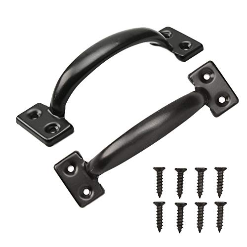 TamBee 2PCS 6-1/2 Inch Pulls Black Door Pull Handle Metal Kitchen Cabinets Furniture Wardrobe Medicine Handle in Black Door Hardware Gate Handle Door Pulls Warehouse Outdoor - size: 2 Pack 6-1/2 Inch Black