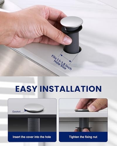 Kitchen Sink Hole Cover, Brushed Stainless Steel Faucet Hole Cover - color: Brushed