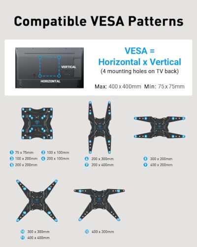 PERLESMITH Full Motion TV Wall Mount Corner for 27-60 Inch TVs - size: 27-60" Full Motion TV Wall Mount