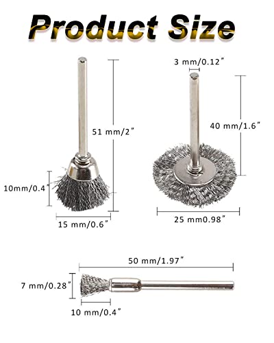Rocaris 120 Pack Wire Buffing Wheel Brush Set with 1/8" Shank