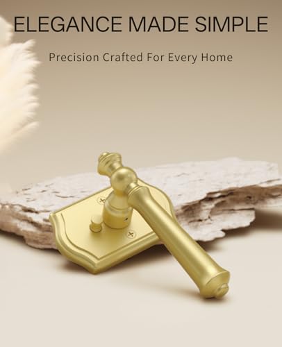 Asidrama 6 Pack Brushed Gold Privacy Interior Door Handles - color: Gold