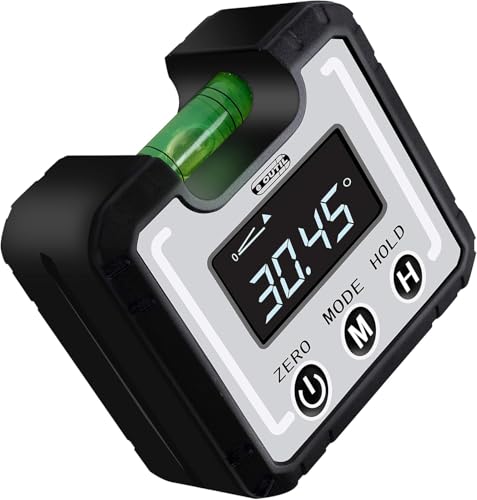 Digital Angle Finder Magnetic & Level Bubble Vial 4 X 90°Angle Gauge Inclinometer, Mini Level Bevel Gauge Protractor for Woodworking, Building, Table Saw, Vertical Wall (white) - color: White