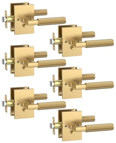 Asidrama 6 Pack Champagne Bronze Privacy Interior Door Handles - color: Champagne Bronze