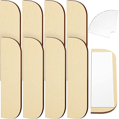 Taiyin 8 Pack 3.5 Inch Hinge Repair Wooden Plate Door Hole Cover Plate Wooden Hinge Filler Wood Repair Kit Kitchen Cabinet Hinges Cabinet Door Blanks with Double Sided Tapes