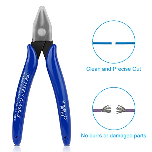 Ainiv Wire Cutters, Spring-loaded Side Cutters Flush Cutters, Diagonal Cutters Precision Side Cutters, Diagonal Cutting Pliers in CRV Steel, Heavy Duty Cutting Pliers for Electrical, Homes - color: Wire Cutter-1pcs, size: 1pc