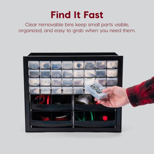 IRIS USA 32-Drawer Organizer with 4 Bins and Dividers, Garage Tool, Black - color: Black, size: 32 Drawer + 4 Bin