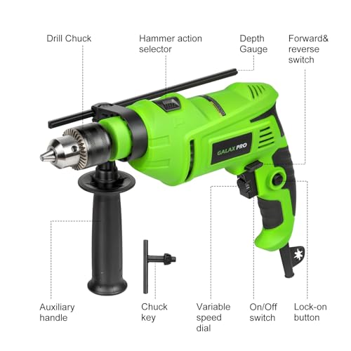 GALAX PRO 7Amp 850W 2-in-1 Hammer Drill, 0-3000 RPM, 13 mm Metal Chuck - style: Hammerdrill with 13pcs Accessories