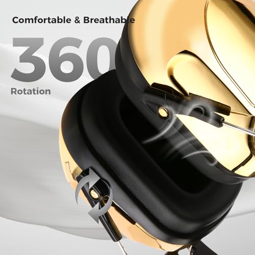 ProCase Hearing Protection Ear Muffs SNR 33dB, Noise Cancelling Headphones - color: 1 - Metallic Gold