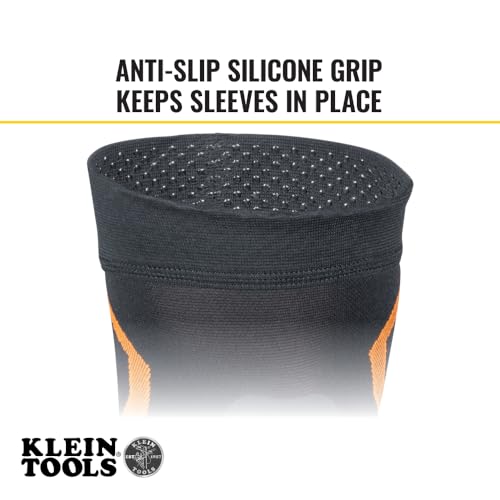 Klein Tools 60624 Knee Pad Compression Sleeve, Knee Support for Construction, Workers and Athletes, Black, L/XL - style: L/XL