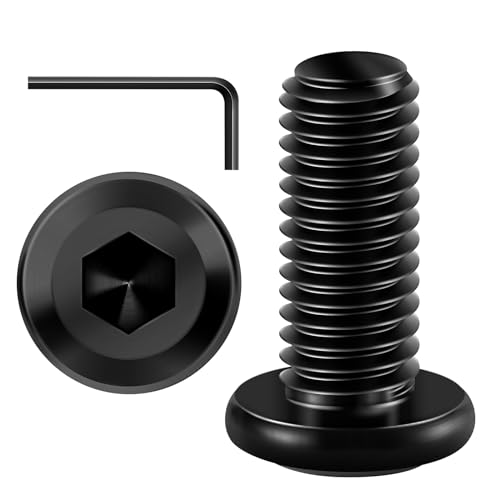 Mywish M8 x 20mm 20Pcs Flat Head Hex Socket Cap Screws Bolts, 304 Stainless Steel Furniture Bolts Full Thread, Black Oxide & Hex Spanner - color: Black-M8, size: 20mm