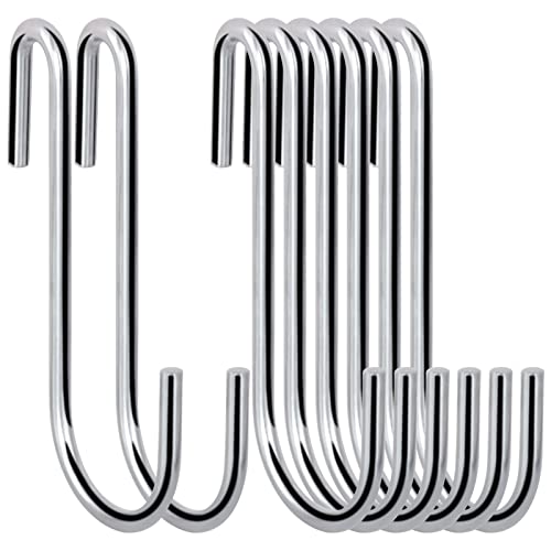 ESFUN 30 Pack Heavy Duty S Hooks Pan Pot Holder Rack Hooks Hanging Hangers S Shaped Hooks for Kitchenware Pots Utensils Clothes Bags Towels Plants -4 Inch - size: 4.0 inch