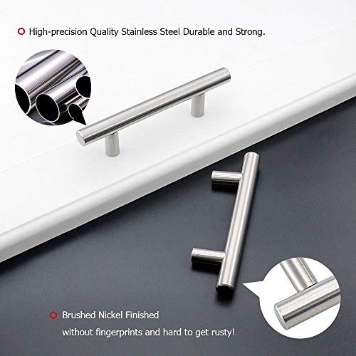 homdiy 15 Pack |Cabinet Handles Brushed Nickel Cabinet Pulls Cabinet Hardware 2-1/2in Hole Centers Drawer Pulls Kitchen Cupboard Euro T Bar Dresser Pulls 201SN - color: Brushed Nickel, size: 2-1/2in hole centers