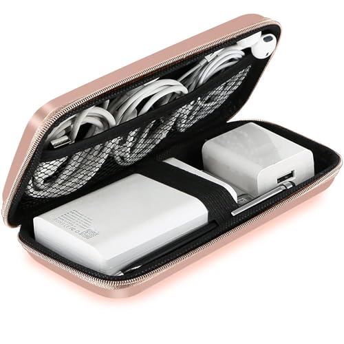 iMangoo Travel Essential Electronics Organizer Charger Case Carrying Pouch - color: Rose Gold, size: Small