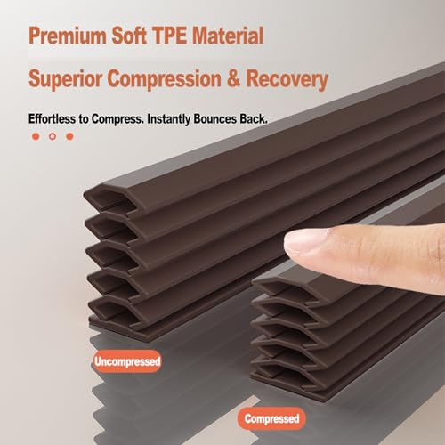 Rip-to-Fit Weather Stripping – 20 Feet, 5-Layer Adjustable Self-Adhesive Weather Seal Strips Fits Big Gaps(0.04-0.59 Inch), for Door Frame Door Insulation Strip Waterproof, Transparent - color: Transparent