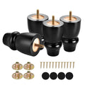 Maricome 4 inch Wood Furniture Legs Bun Feet Set of 4 Predrilled M8 Bolt Black Wooden Replacement Legs for Chair Dresser - color: 4 Inch Black