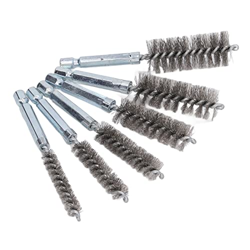 Walfront 6PCS Hole Cleaning Brushes Bore Brush Twisted Wire Cleaning Brush Power Drill Wire Brush 1/4in Hex Shank Steel Wire Silver - size: Steel Wire (Silver)