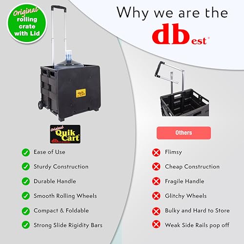 dbest Products Quik Cart Standard Collapsible Rolling Crate - Black - color: Black, style: Standard
