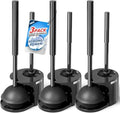 FORASTO 3Pack 2 in 1 Toilet Brush and Plunger Set, Extended Handle Plunger,Toilet Bowl Brush Plunger Set,Bathroom Cleaning Tools,Toilet Brush Plunger Combo,Cleaning Supplies，Black - color: Black, size: 3Pack