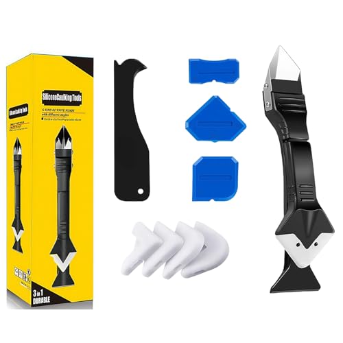 Silicone Caulking Tools Set, 3 in 1 Sealant Scrapers with Multiple Angles, Caulk Finishing Aids for Bathroom, Kitchen, Floor, Window, Sink Joint and Frames Sealing