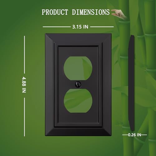 Classic Architecture Wall Plates,Light Switch covers, Electrical Outlet Covers, Duplex receptacle wall plates,Mid Size Bamboo Fiber Material Switch plates Matte Black (1 Gang Duplex 4PK) - style: 1 Gang Duplex 4PK