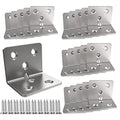 Silver Stainless Steel Corner Bracket,Joint Right Angle Bracket,L Shape Heavy Duty Metal Corner Brace Shelf Supporter for Wood Aufuga (20, 1.5x1.2x1.2) - size: 1.5x1.2x1.2"