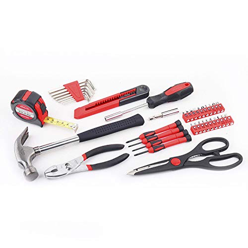Apollo Tools 39 Piece General Household Tool Set, Red/Black DT9706 - color: Red, size: 39-Piece (with Slip Joint Pliers + Scissors)