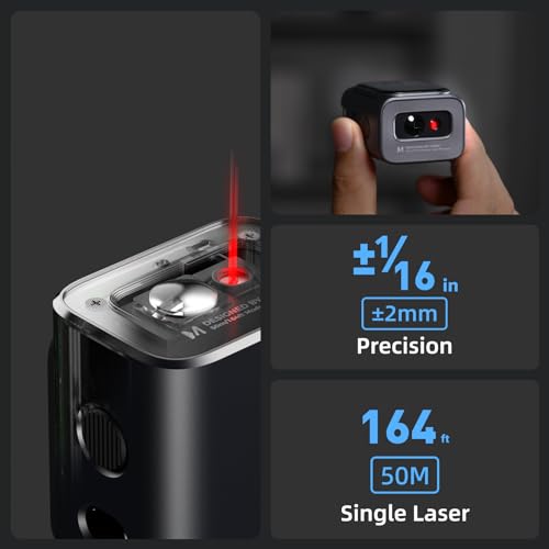 HOZO M-Cube Laser Measuring Tool,164ft/50m,±1/16 inch Accuracy,Rechargeable Modular Laser Measurement Tool for Area,Volume,Pythagorean,Big Number LCD Display | Bluetooth App,Small Laser Tape Measure - style: 00 Laser Measure