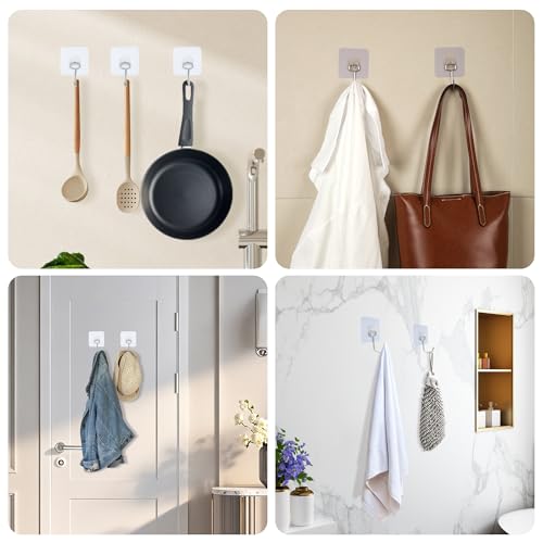 Adhesive Hooks,Towel Coat Hooks for Hanging,Wall Sticker,10Packs,13lb(Max)