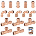 (15-Pack YVSKM) 1/2" Press Fittings Assortment Kit – 5 Tee + 5 Coupling + 5 Elbow with Stop, Zero Lead, Fits 1/2 Inch Pipe Systems for Water Lines, Heating Loops, Repair & Upgrade Projects - style: 1/2 Inch 15-Pack