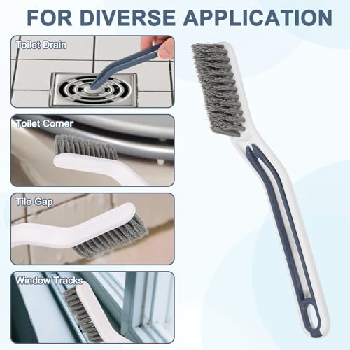 uxcell Crevice Cleaning Brush with Tweezer, Hard Bristle Gap Brush for Tidying Narrow Space, Deep Cleaning Supplies for Kitchen Sink, Toilet, Bathroom, Bathtub, Home, Window, White - color: White