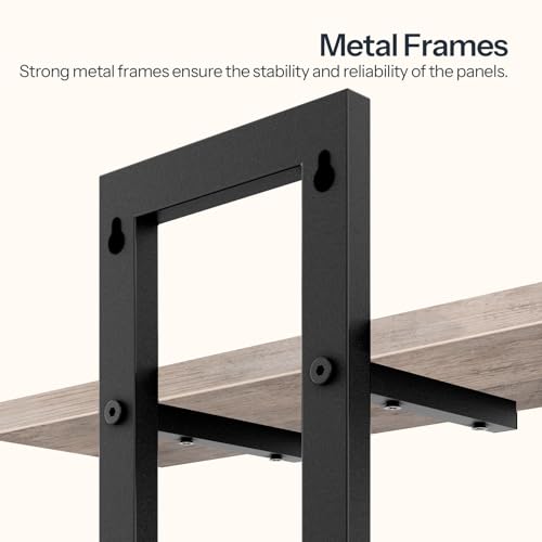 HOOBRO Floating Shelves, 15 Inch Wall Shelf Set of 3, Wall Mounted Storage Shelves 2-Tier, Hanging Bathroom Shelves, for Living Room, Bedroom, Bathroom, Kitchen, Greige and Black BG32BJP301 - color: Greige + Black