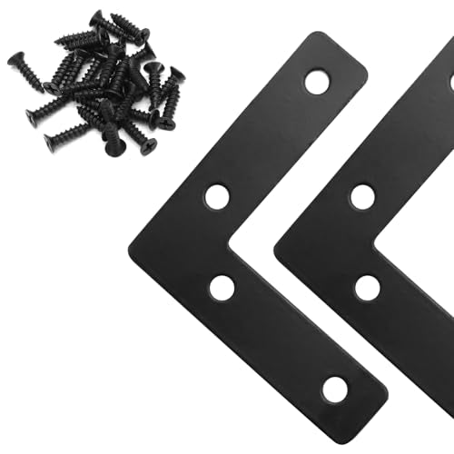 Litoexpe 20 Pcs Black L-Shape Angle Bracket 60mm - size: 2.36" x 2.36", style: L Shape