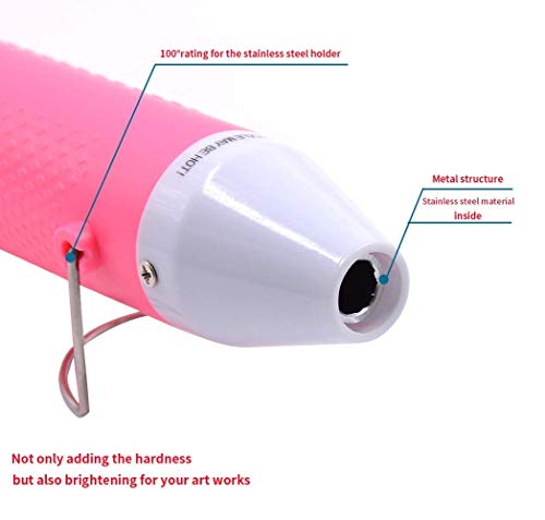 Heat Gun,mofa Embossing Mini Heat Gun,Hot Air Gun For Craft with Stand For DIY Embossing And Acrylic Paint Dryer,Multi-Purpose Electric Heating Nozzle 150W 110V (Pink,White) - color: Pink,white