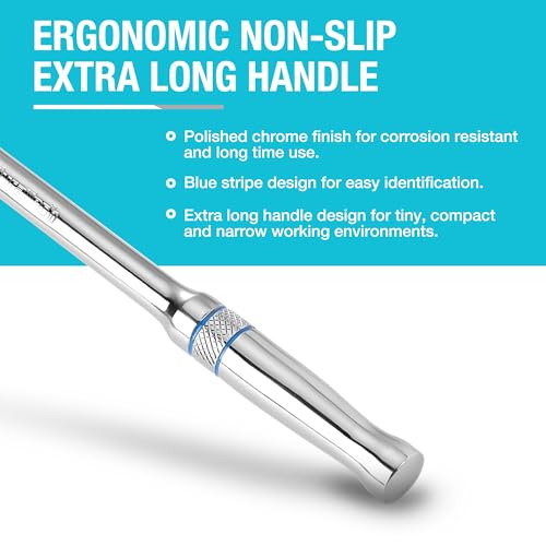 DURATECH Extra Long Handle 1/4-Inch Drive Ratchet, 90-Tooth Ratchet Wrench - size: 1/4" with 8" handle