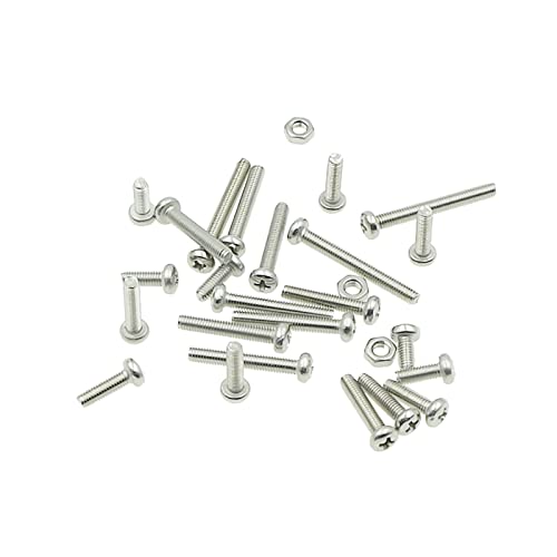 240PCS Metric M3 304 SS Phillips Pan Head Machine Screws & Nuts Kit | 9 Sizes 6-25mm Lengths 304 Stainless Steel Fully Threaded Pan Head Fasteners for PCB Electronics Arduino DIY Repair w/ Box - size: M3