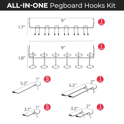 INCLY 126PCS Peg Board Organizer Accessories Kit for Organizing Tools - size: 126 PCS